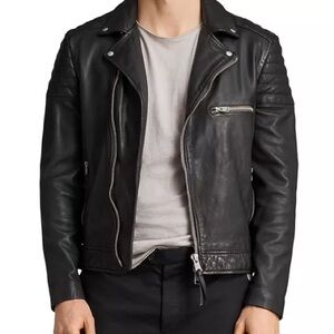 All Saints Black Leather Biker Jacket